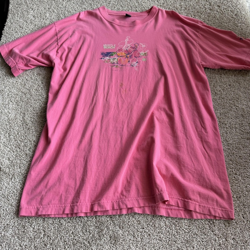 Kool Zone Myrtle Beach Shirt Mens 4XL Pink Floral Graphic Souvenir Tee T-Shirt